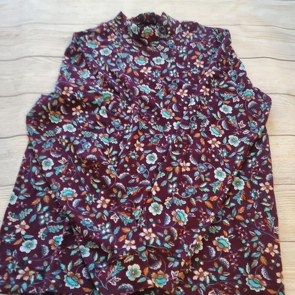 Lands End Cottage Core Floral turtle neck Long Sleeve Top Size XL - Picture 4 of 4